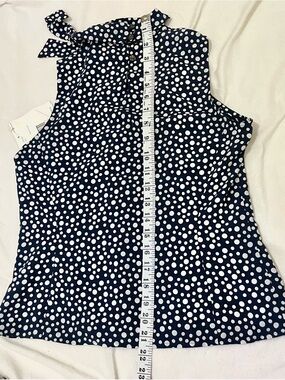 NEW Liz Claiborne Polka Dot Tie- neckTop